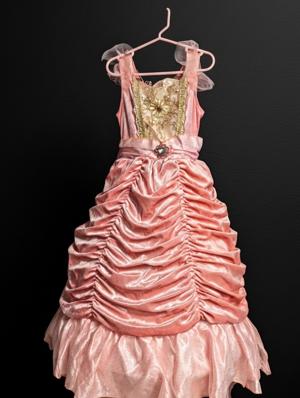 Girls Pink Gold-Embellished Formal Princess Dress